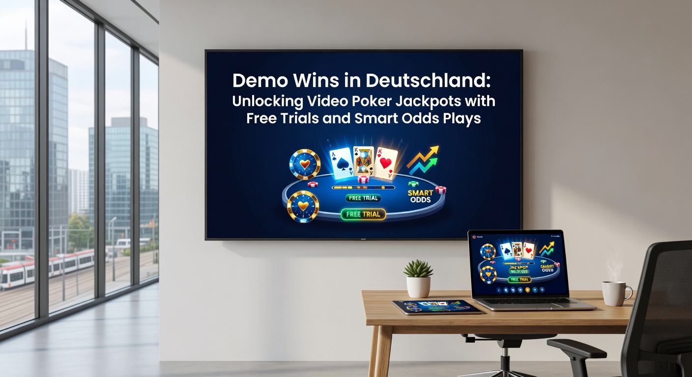 Nahaufnahme einer Video Poker Strategietabelle mit Odds-Berechnungen und einem simulierten Jackpot-Gewinn