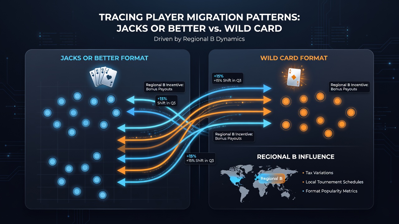 Diagramm zur Spielermigration zwischen Video Poker Varianten im August 2026